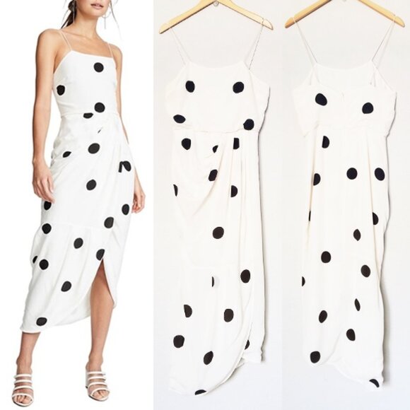 Derek Lam 10 Crosby Cream Polka Dots Cami Midi Dress Size 4 Silk Blend Wrap $550 - Picture 5 of 15